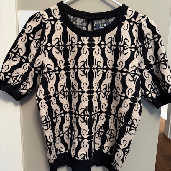 Harmon Jacquard Sweater Tee Black and White/Ivory - Picture 4 of 7